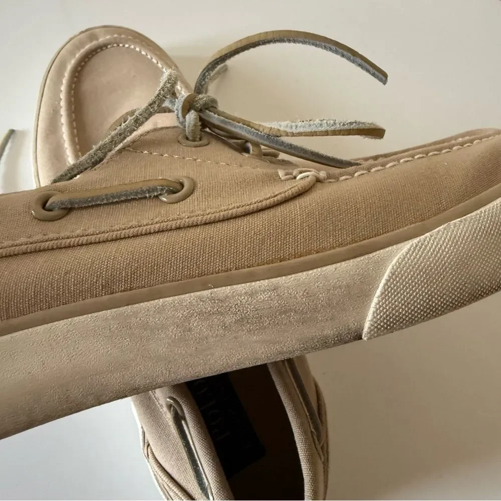 Polo Ralph Lauren Lander P Boat Shoes Mens Canvas Casual Gray Preppy Beach 8.5